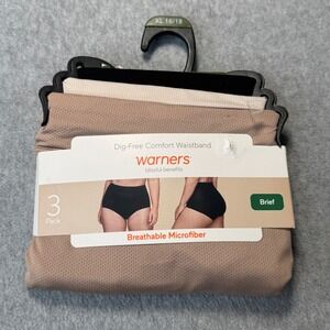 Warners Blissful Benefits 3 Pack Brief Underwear XL 16/18 Breathable Microfiber